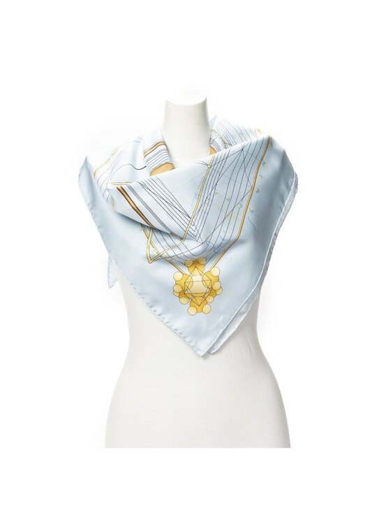 Hermes Accessories - Hermes Scarf Light Blue Brown Silk